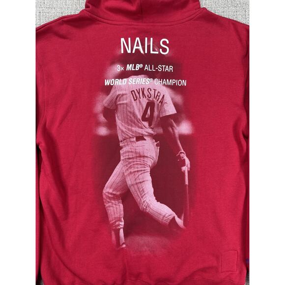 Philadelphia Phillies Hoodie Mens Medium Red MLB Baseball Dykstra Cooperstown - Picture 15 of 16